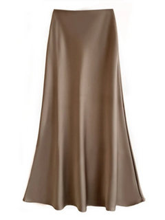 Damen eleganter Maxirock | Lang in Hellbraun