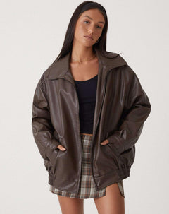 Damen Jacke mit Reißverschluss und elastischen Bündchen in Braun
