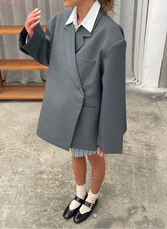 Damen Jacke mit Reverskragen und Einknopfverschluss in Grau