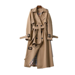 Damen Mantel mit doppelreihiger Knopfleiste und Taillengürtel in Beige