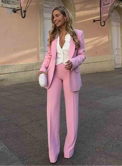 Damen Set mit Blazer und Hose in Rosa