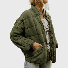 Nora | Damen Steppjacke leichte gefütterte Kurzjacke mit Reißverschluss in Grün