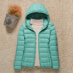 Elisabeth | Damen Steppjacke mit Kapuze ultraleichte Übergangsjacke in Türkis