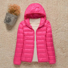 Elisabeth | Damen Steppjacke mit Kapuze ultraleichte Übergangsjacke in Fuchsia