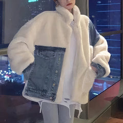 Damen-Winterjacke aus Fleece und reiner Baumwolle - Felicie in Weiß