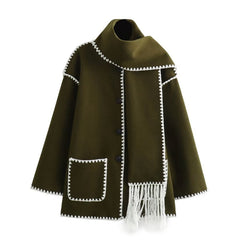 Damen-Woll-Cape-Jacke - Isolde in Grün