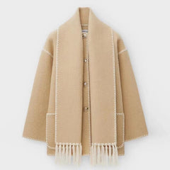 Damen-Woll-Cape-Jacke - Isolde in Khaki