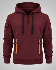 Daniel | Herren Sportlicher Half-Zip Hoodie in Rot