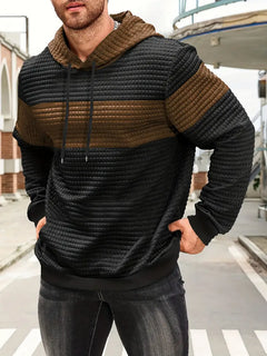 Arvid – Kapuzenpullover  Mit Farbblock Struktur in Kaffee