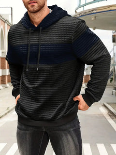Arvid – Kapuzenpullover  Mit Farbblock Struktur in Marineblau