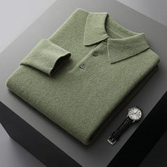 ALEXANDER - KASCHMIR-POLOPULLOVER in Grün