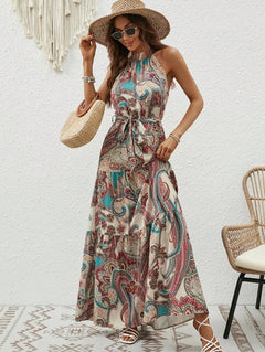 Philine - Maxi-Kleid - Retro Halternek in Rosa