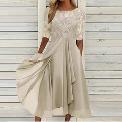 Margherita | Elegantes Spitzenkleid mit Bauchabdeckung in Weiß