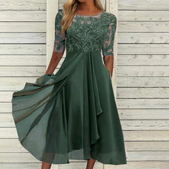Margherita | Elegantes Spitzenkleid mit Bauchabdeckung in Grün