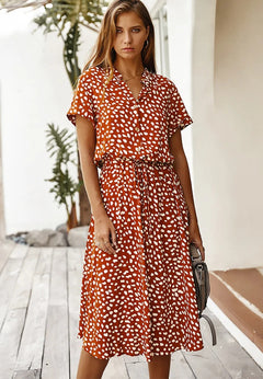 Sophia - Schickes bequemes Kleid in Orangerot