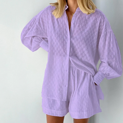 Esther - Strandoutfit - Bluse mit Shorts in Lila