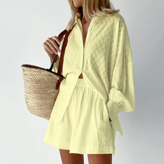 Esther - Strandoutfit - Bluse mit Shorts in Gelb