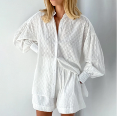 Esther - Strandoutfit - Bluse mit Shorts in Weiß