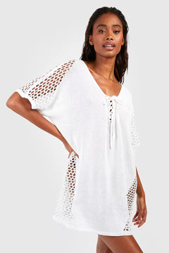 Katerina® | Strandkleid mit Spitze in Weiß