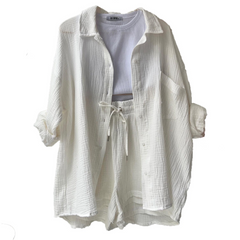 Leonie | Lässiges Baumwoll-Loungewear-Set in Weiß