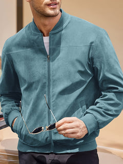 Max | Stylische Wildlederjacke Herren im Vintage-Stil in Militärblau