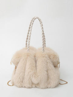 Jana | Elegante Plüsch-Velours Tasche Damen stilvoll in Weiß