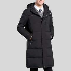 Hochwertige elegante lange Winterjacke für Herren - Eckard in Schwarz