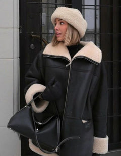 Elegante Leder-Winterjacke für Damen - Fini in Schwarz