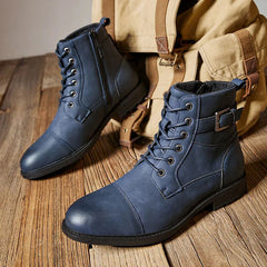 Elegante Lederstiefel für Herren - Othmar in Marineblau