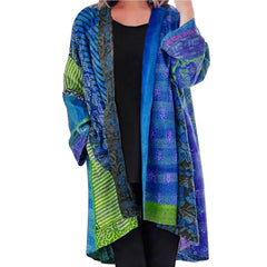 Elegante farbenfrohe lockere Strickjacke  - Anastasia in Blau