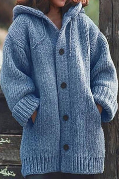 Elegante Strickjacke mit Kapuze - Wilme in Blau