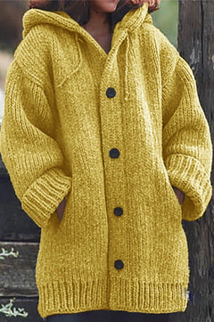 Elegante Strickjacke mit Kapuze - Wilme in Gelb
