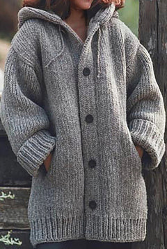 Elegante Strickjacke mit Kapuze - Wilme in Esche