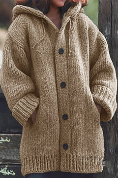Elegante Strickjacke mit Kapuze - Wilme in Khaki