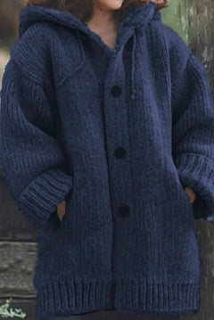 Elegante Strickjacke mit Kapuze - Wilme in Marineblau