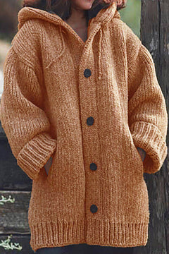 Elegante Strickjacke mit Kapuze - Wilme in Orange