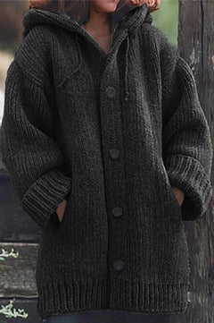 Elegante Strickjacke mit Kapuze - Wilme in Schwarz