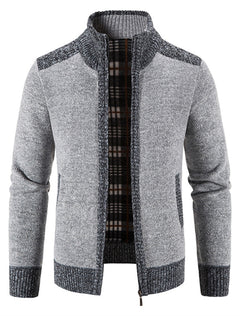 Stilvolle warme Strickfleece-Strickjacke - Sascha in Grau