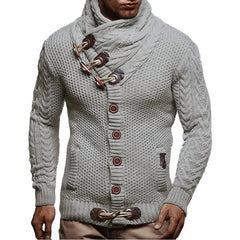 Elegante warme Strickjacke für Männer - Gregor in Hellgrau