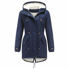 Elegante Winterjacke mit Kapuze für Frauen - Carlotta in Blau