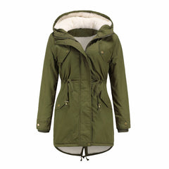 Elegante Winterjacke mit Kapuze für Frauen - Carlotta in Grün