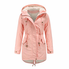 Elegante Winterjacke mit Kapuze für Frauen - Carlotta in Rosa