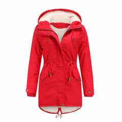Elegante Winterjacke mit Kapuze für Frauen - Carlotta in Rot