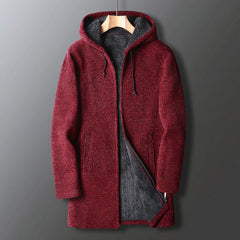 Eleganter warmer Herren-Fleece-Mantel - Torben in Bordeaux