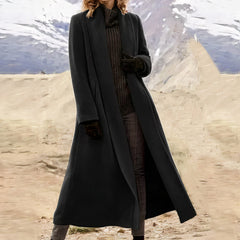 Eleganter langer Wintermantel für Damen - Nyssa in Schwarz