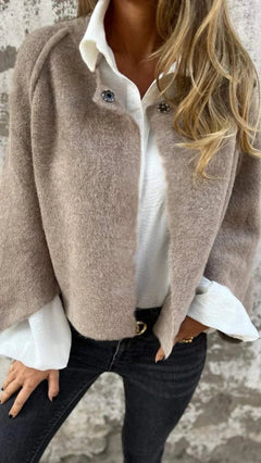 Eleganter Wintermantel aus Wolle für Damen - Vivien in Dunkelrot