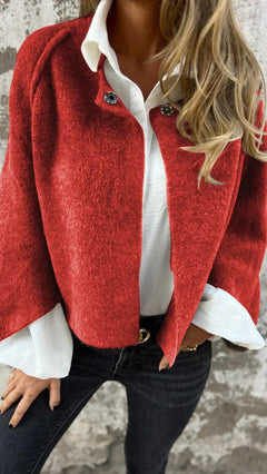 Eleganter Wintermantel aus Wolle für Damen - Vivien in Rot