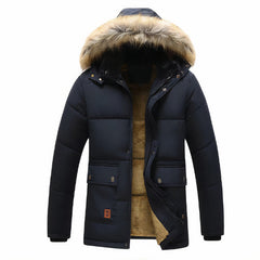 Eleganter Winterparka für Herren mit abnehmbarer Kapuze - Oswald in Blau