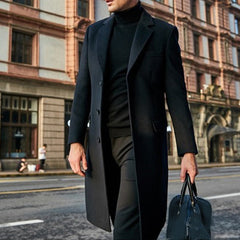 Eleganter Wollmantel für Herren - Ilmar in Schwarz
