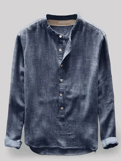 Elegantes bequemes Herrenhemd | Langarm in Blau